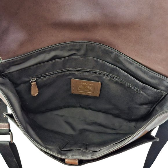 Coach Hudson Brown Leather Colorblock Messenger Laptop Crossbody Bag - Picture 9 of 13